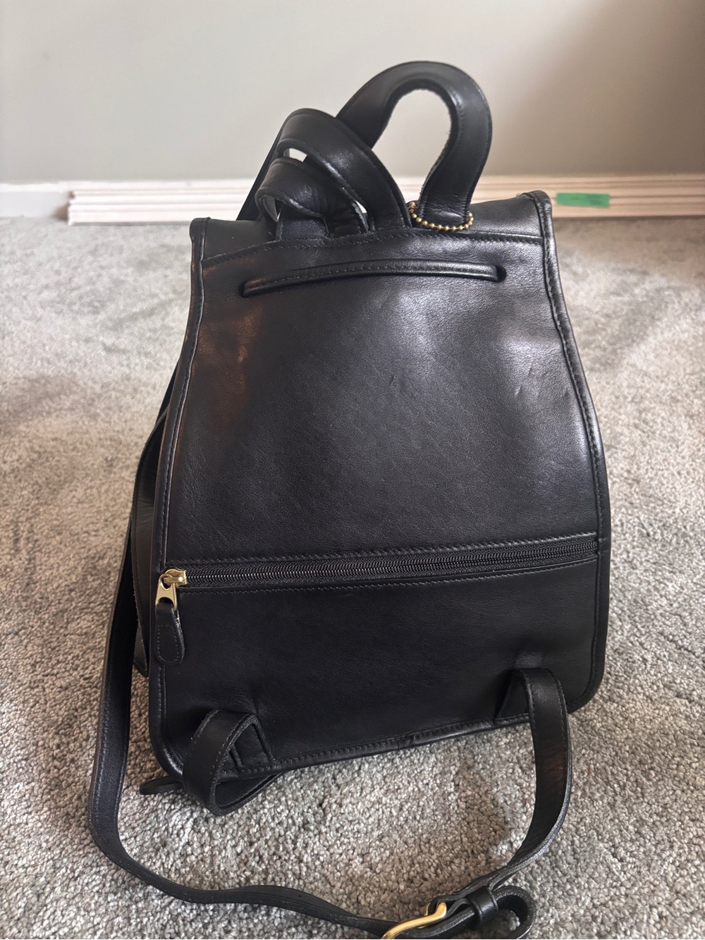 Vintage Coach 9791 Black Leather Daypack Backpack USA Turnlock Glove Tanned - Picture 3 of 13